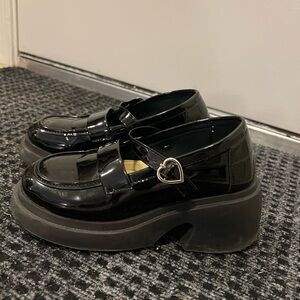 Black Patent Leather Mary Jane Loafers